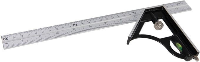 Task Winkelhaak met waterpas - aluminium - 30 cm - metrische schaalverdeling