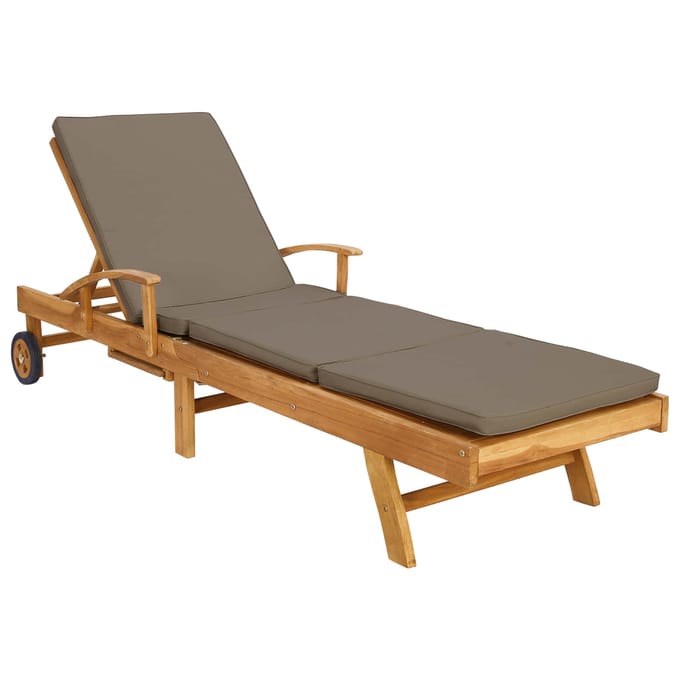 vidaXL - Ligstoel - met - kussen - 100% - Polyester - Solid-Teak