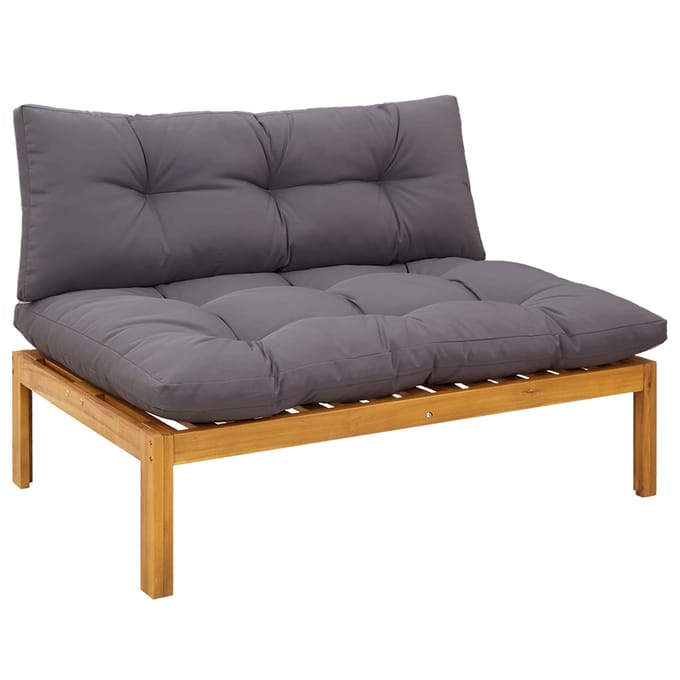vidaXL - Midden - Sofa - Eenheid - Natuurlijk - en - Donkergrijs - Acaciahout