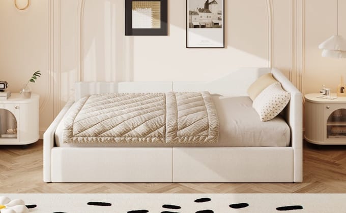 Slaapbank 140x200 met Opbergruimte - Beige - Linnen