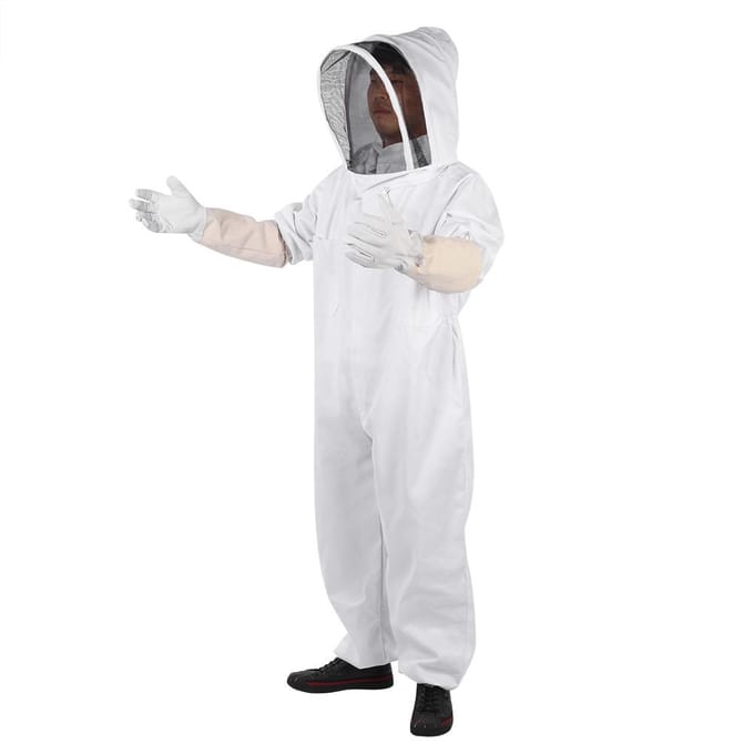 Professioneel Imker Beschermpak Handschoenen Imker Beschermingsuitrusting Jumpsuit(L) XL white