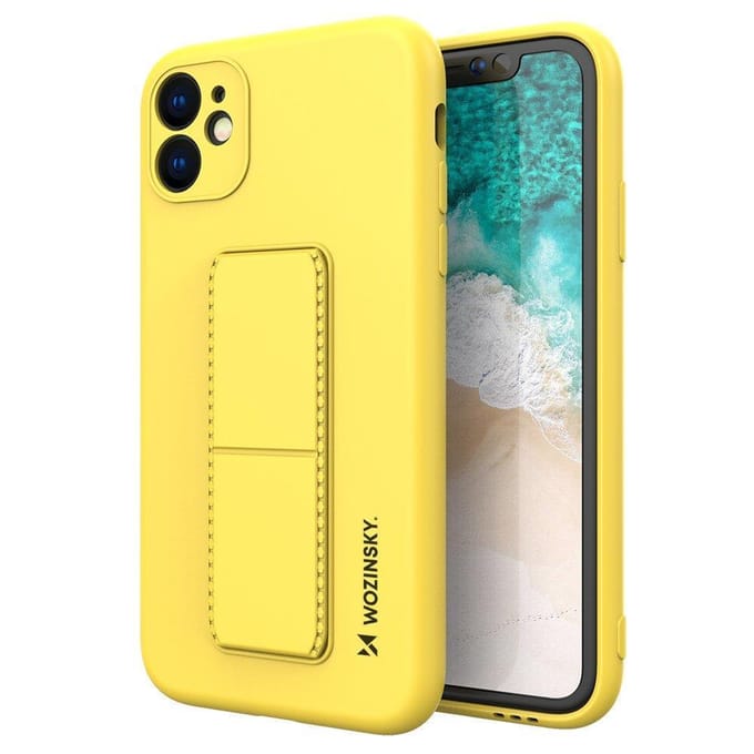 Wozinsky Kickstand Case siliconen hoesje met standaard iPhone 12 Pro geel