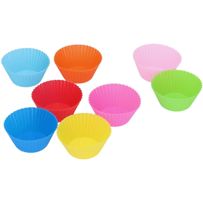 Lot de 8 moules à gâteaux ronds réutilisables en silicone de 7 cm (2,8 po) résistants à la chaleur multi