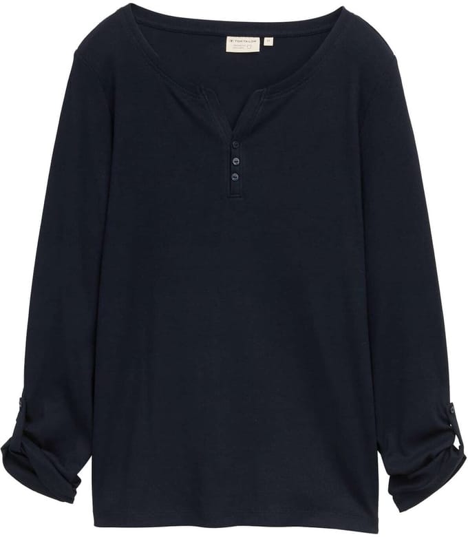 Tom Tailor - T-shirt met lange mouwen en omgeslagen mouwen - Maat M - Lunar Eclipse