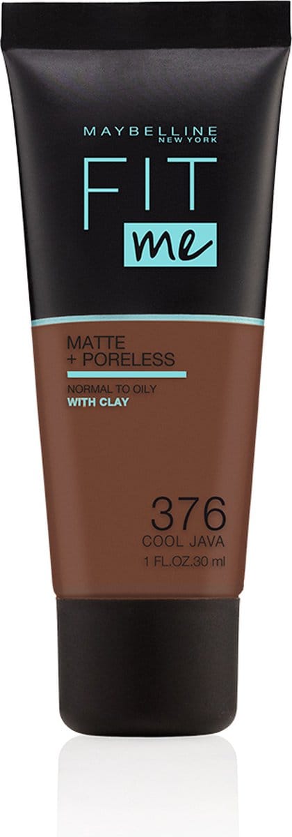 Maybelline New York - Fit Me Matte + Poreless Foundation - 376 Cool Java - Medium Dekkende Foundation met Matte Finish voor de Normale tot Vette Huid - 30 ml