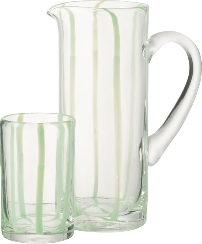 J-Line karaf Strepen - glas - transparant/groen