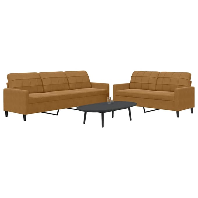 vidaXL - 2-delige - Loungeset - met - kussens - fluweel - bruin