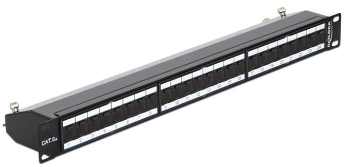 Premium CAT6a Gigabit 19'' Patch Panel 1U met 24 poorten - afgeschermd / zwart
