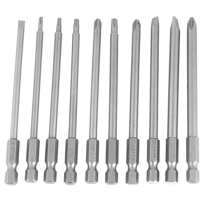 10 stuks 100 mm 14  zeskant schacht magnetische BST schroevendraaier bitset (Gleuf+Kruis Beveiligingsster )