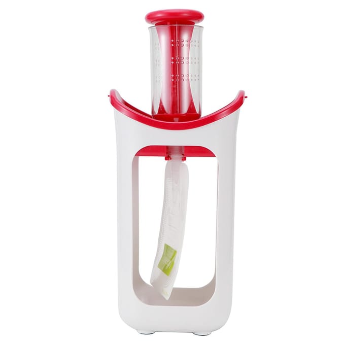 Squeeze Station Pers & Bewaar Systeem Draagbare Kinderen Fruitpuree Knijper Voedselzakjes voor rozerode kleur