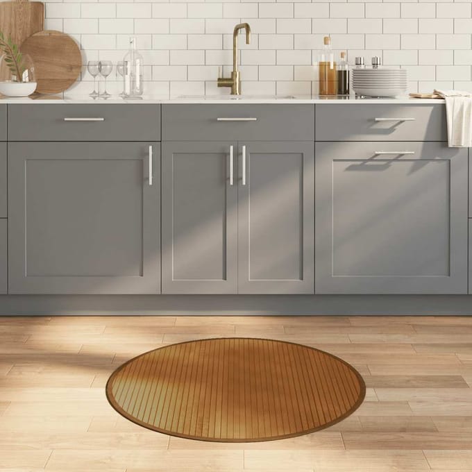 vidaXL - Vloerkleed - rond - 80 - cm - bamboe - bruin