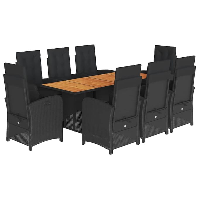 vidaXL - 9-delige - Tuinset - poly - rattan - zwart