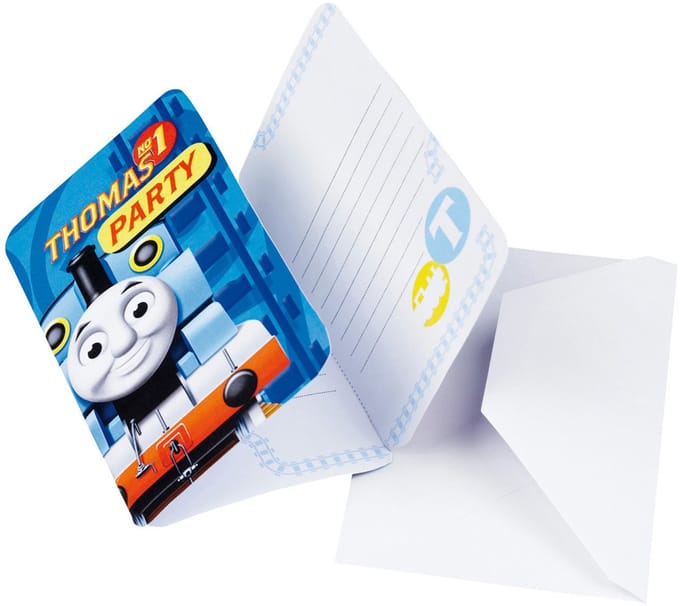 Amscan - 6 uitnodigingen en enveloppen Thomas en Friends