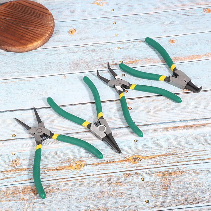 4 Stuks Borgveertang Set Snapringtang Mini Intern Extern Recht Gebogen 6 inch blue