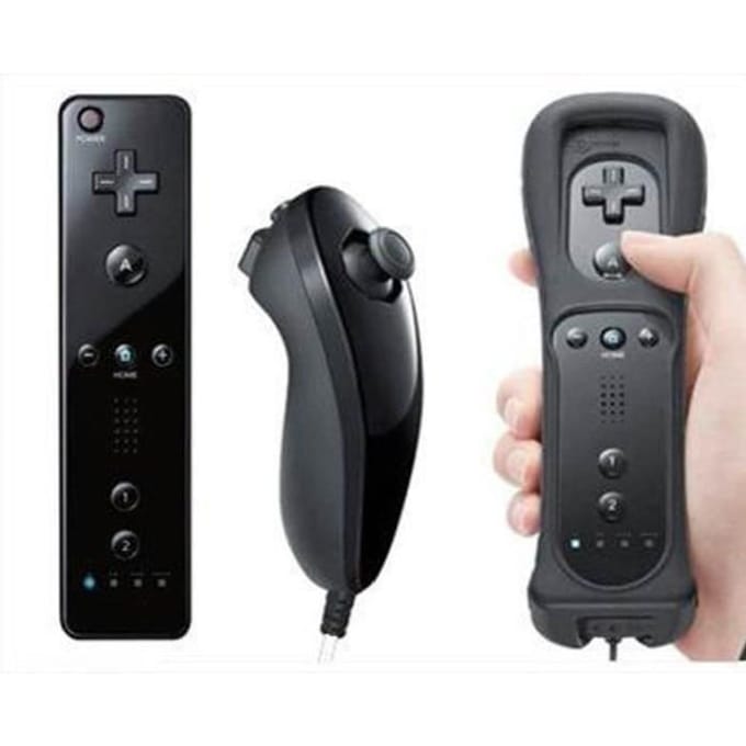 Wiimote Controller Nunchuk voor Nintendo Wii Wii U Game Zwart + siliconen hoesje + riem