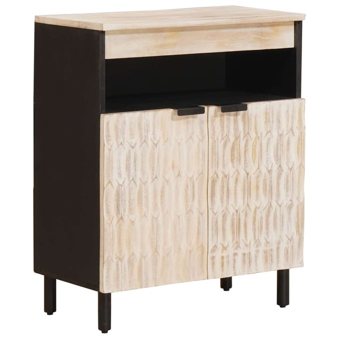 vidaXL - Dressoir - Witte - Was - Afwerking - 60 - x - 33 - x - 75 - cm - Massief - Mango - Hout