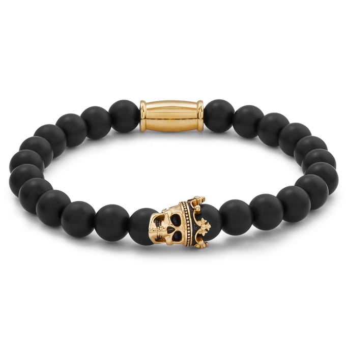 Vasilios Goudkleurige Onyx Armband