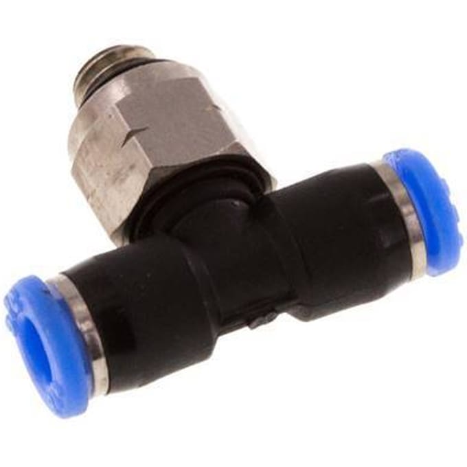 1/8'' x UNF 10-32 inline T-stuk Messing/PBT Insteekfitting Draaibaar NBR [2 Stuks]