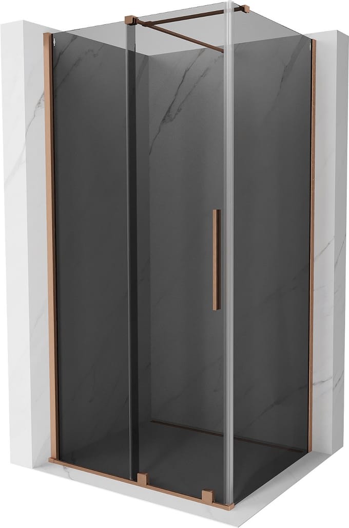 Mexen Velar schuifbare douchecabine 100 x 80 , grafiet, geborsteld koper - 871-100-080-41-65