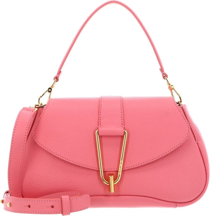 COCCINELLE Leren Schoudertas Coccinelle Himma Handbag Grained Leather Hyper Pink Koraalrood