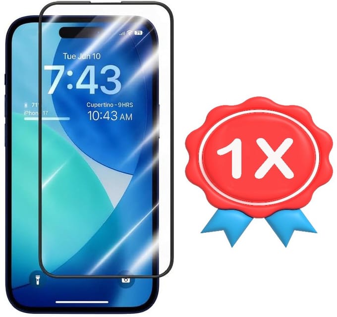 Screenprotector Geschikt voor: Apple iPhone 17 - Full 1x - screen protector - volledige glas - bescherming - beschermglas - ZT Accessoires