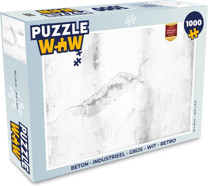 Puzzel Beton - Industrieel - Grijs - Wit - Retro - Legpuzzel - Puzzel 1000 stukjes volwassenen