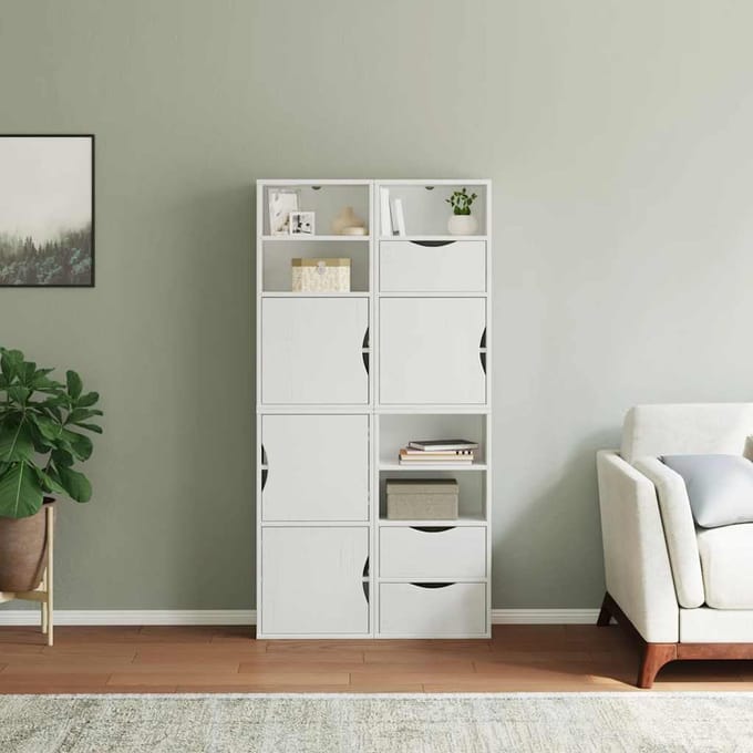 vidaXL - Bijzetkasten - 4 - st - "ODDA" - 40x24x79 - cm - massief - grenenhout - wit
