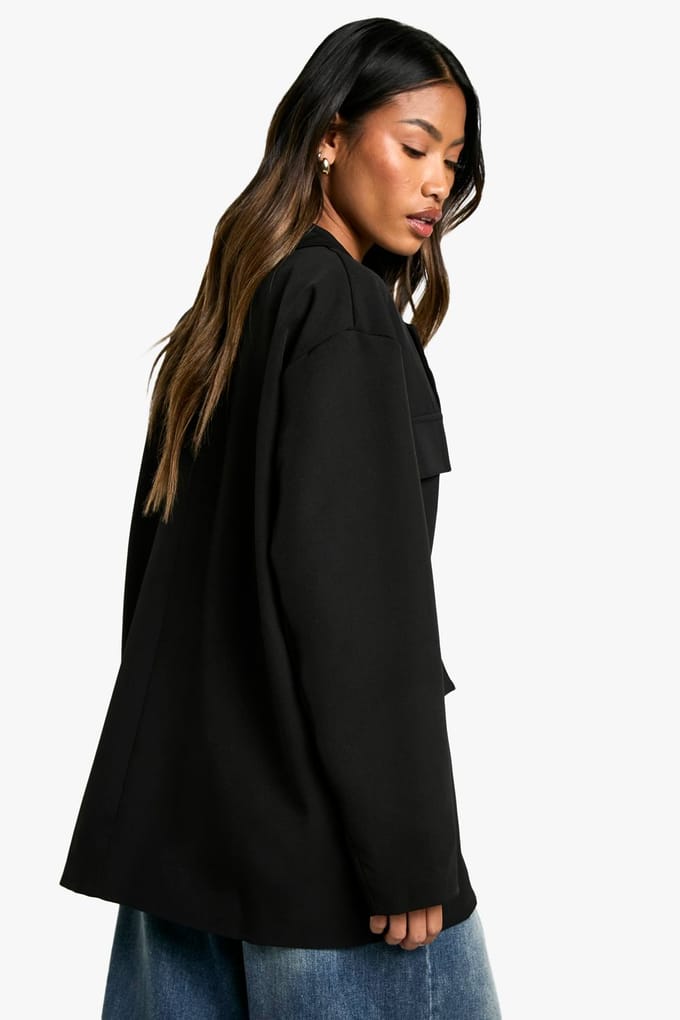 boohoo Dames Geweven Slouchy Oversized Zak Blazer | Zwart | Maat: 36
