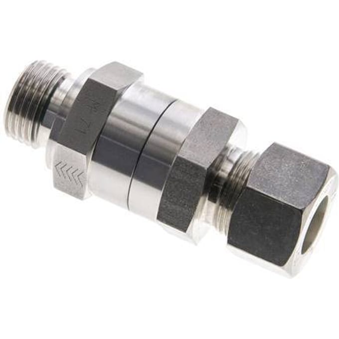 15L (M22x1.5) & G1/2'' Regeling-In RVS Terugslagklep Knelfitting Buitendraad 1-250 bar ISO 8434-1
