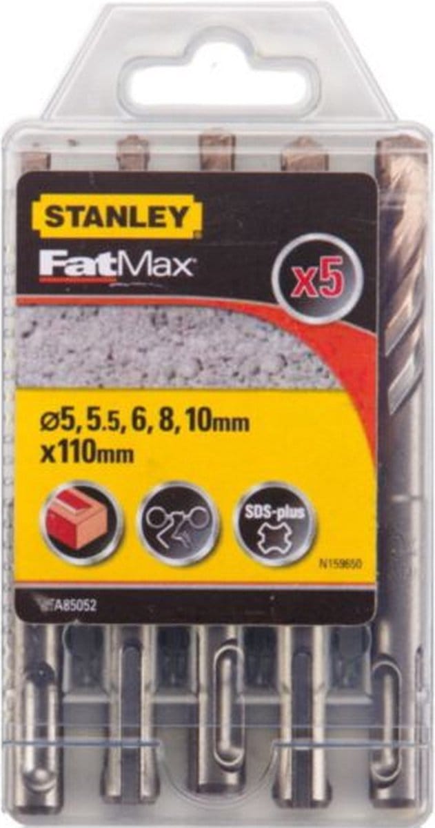 Stanley Fatmax Betonboor Sds Plus Set - Diam. 5/5,5/6/8/10mm - 5 Stuks