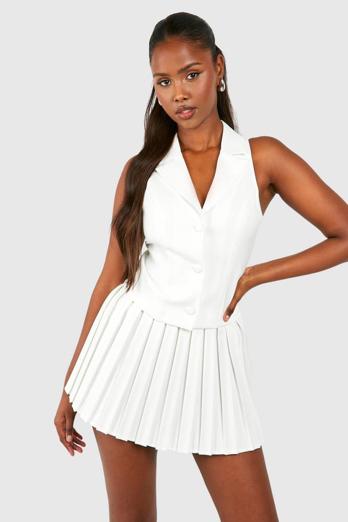 boohoo Dames Vest met getailleerde naaddetails | Ivoor | Maat: 34