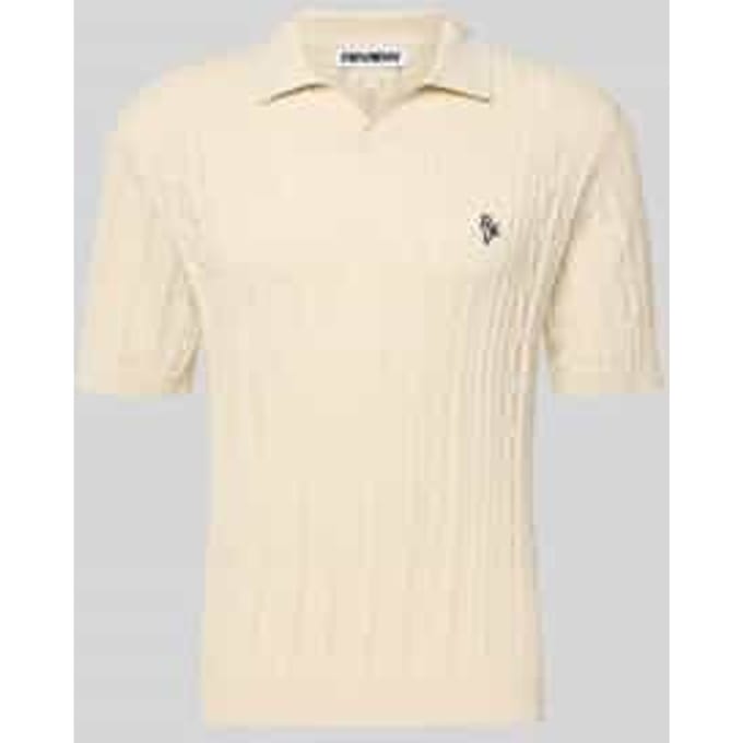 slim fit knitwear-poloshirt met labelstitching