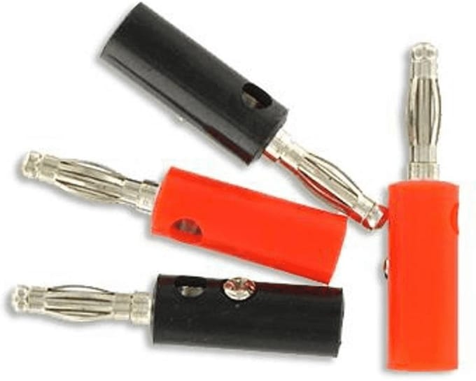 Kopp banaanstekkers zwart/rood - 4 stuks | 4 mm pendikte