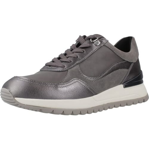 Geox D Desya A Leren Dames Donkergrijze/Gun Sneakers
