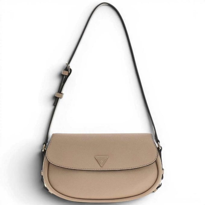 Guess Danya Flap Vrouw Taupe schoudertas in synthetisch materiaal met Plot en Front Logo
