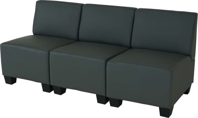 Modulaire 2-zitsbank Lyon, kunstleer ~ donkergrijs, zonder armleuningen