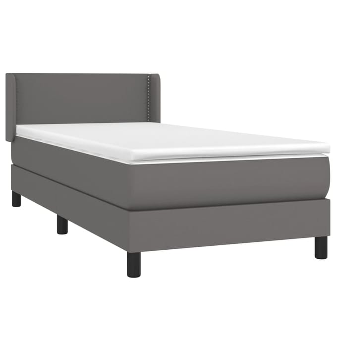 vidaXL - Boxspring - met - matras - kunstleer - grijs - 80x200 - cm