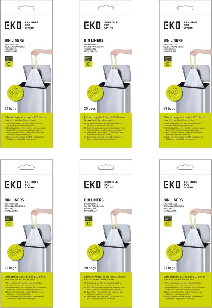EKO - Afvalzakken 10-15 ltr (C) (6x20 stuks) - - wit - Afvalzak