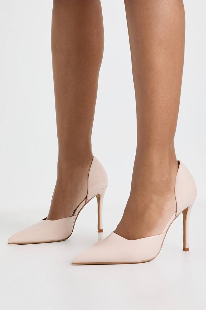 boohoo Dames Brede Pasvorm 2-Delige Uitgesneden Pumps | Nude | Maat: 41