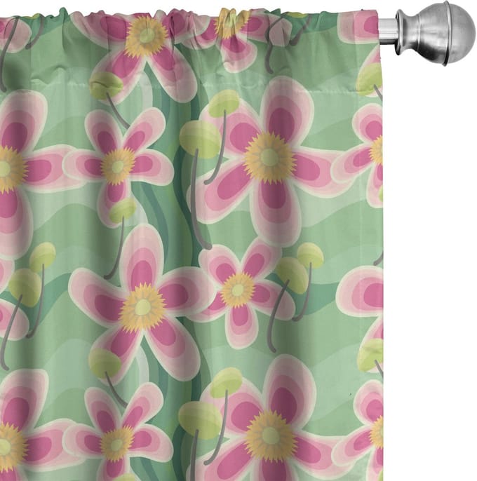 ABAKUHAUS Flora – Gordijnen – 2-delig 75x175 cm – Multicolor microvezel