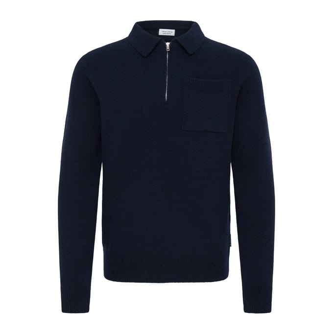 Casual Friday Sweater Wol Kraagje & Rits Donkerblauw - Maat S