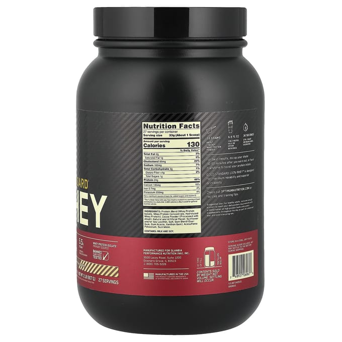 Optimum Nutrition, Gold Standard 100% Whey, Chocolat Noisette, 2 lbs (907 g)