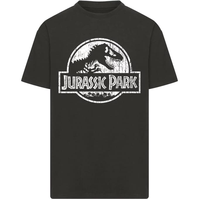 Merchcode Jurassic Park - Distressed Logo Oversize Heren Tshirt - 3XL - Zwart