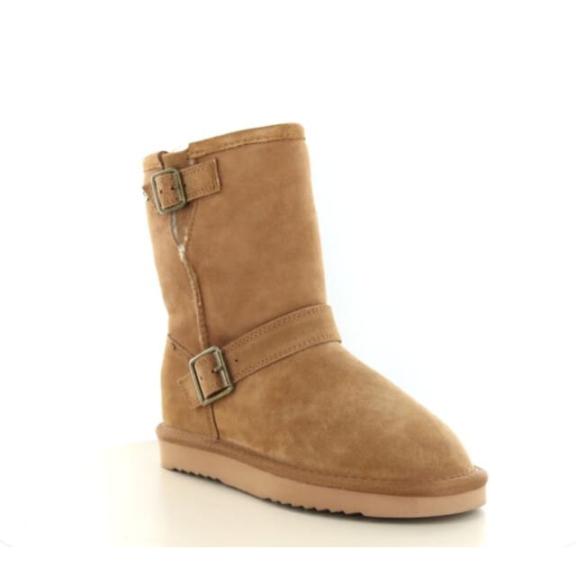 Warmbat Kangaroo Suede/DF boot Buckle Dames Laarzen - Cognac