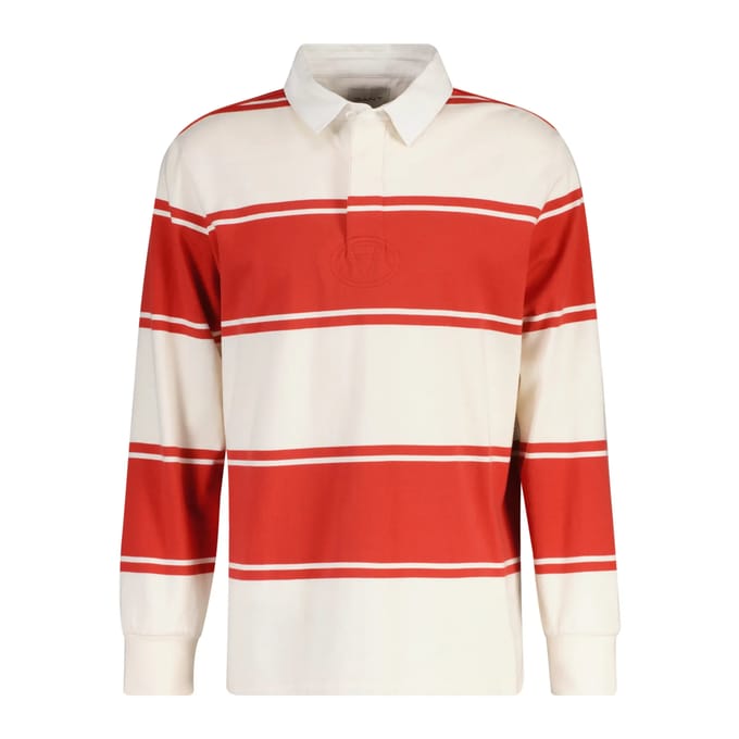 Gant Trui Striped Rugger Polo Collar Maple Fire / male