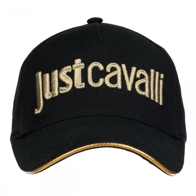 Casquette de baseball de luxe Just Cavalli noir/or beige