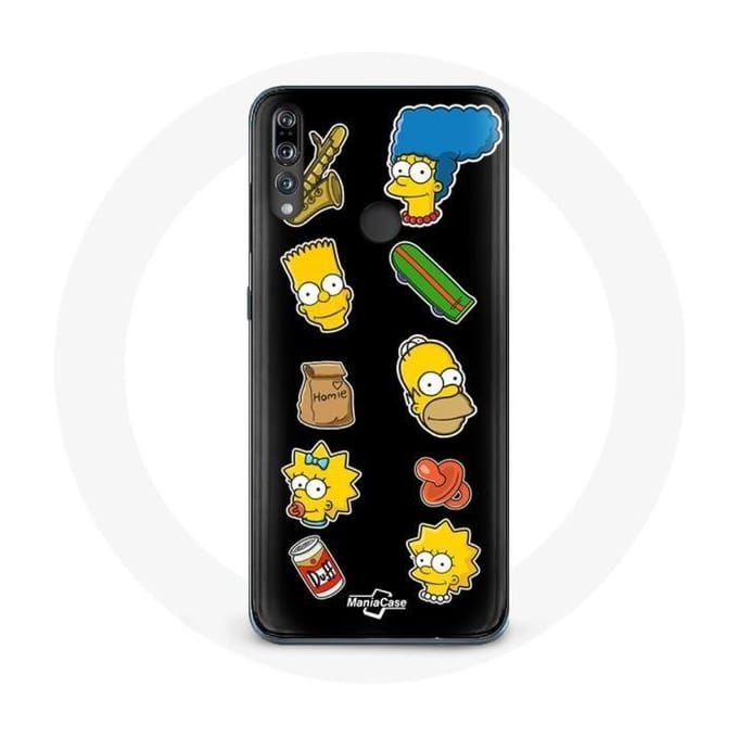 Coque - Les Simpson - P30 Lite - Souple - Noir - Autocollants noir