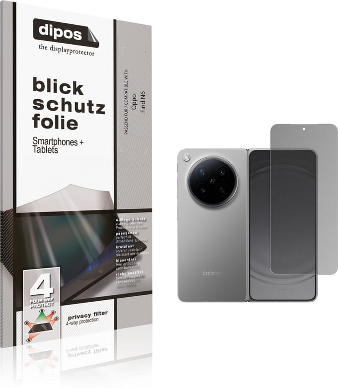 dipos – Matte Privacy Screenprotector geschikt voor Oppo Find N6 Aussenseite | Anti-Spy Beschermfolie