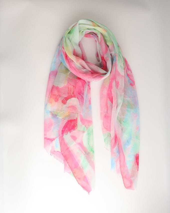 Fay scarf- Accessories Junkie Amsterdam- Dames- Lang- Katoen- Shawl- Gestript- Dun- Roze