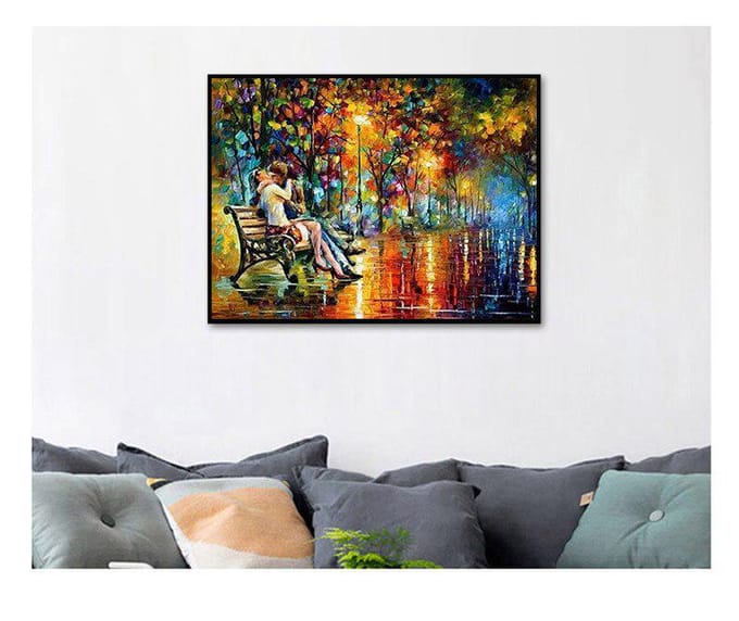 Kruissteek straatlandschap borduurwerk stad landschap Kits wit canvas Home Decor 20X30CM black